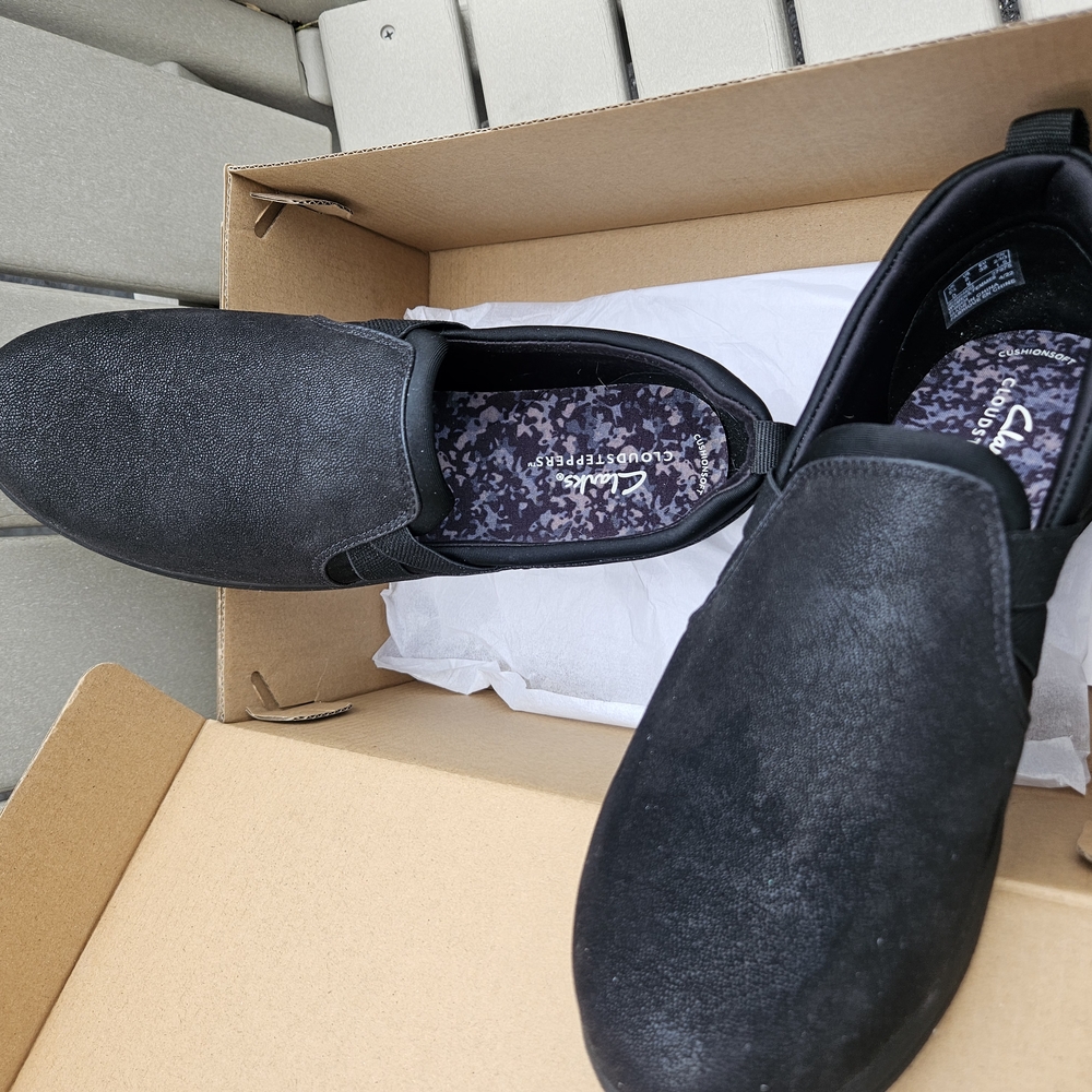 Clarks Womens Black Slip-On Shoes
